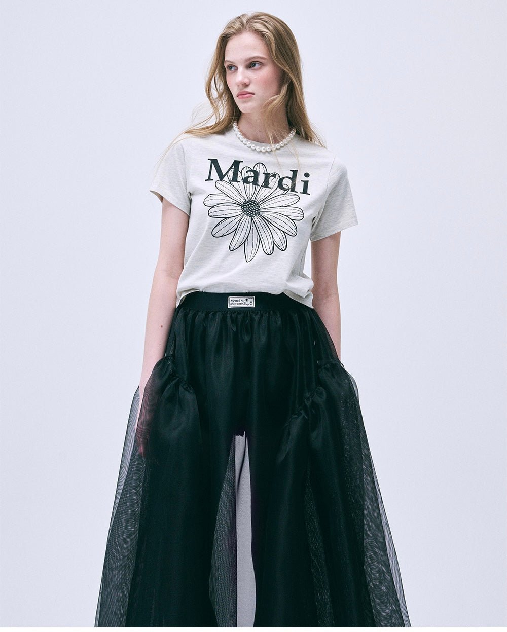 MARDI MERCREDI 經典花素色短款T-Shirt - jbh852