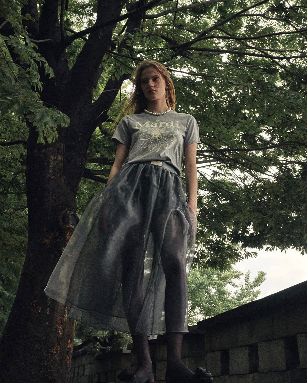 MARDI MERCREDI 經典花素色短款T-Shirt - jbh852