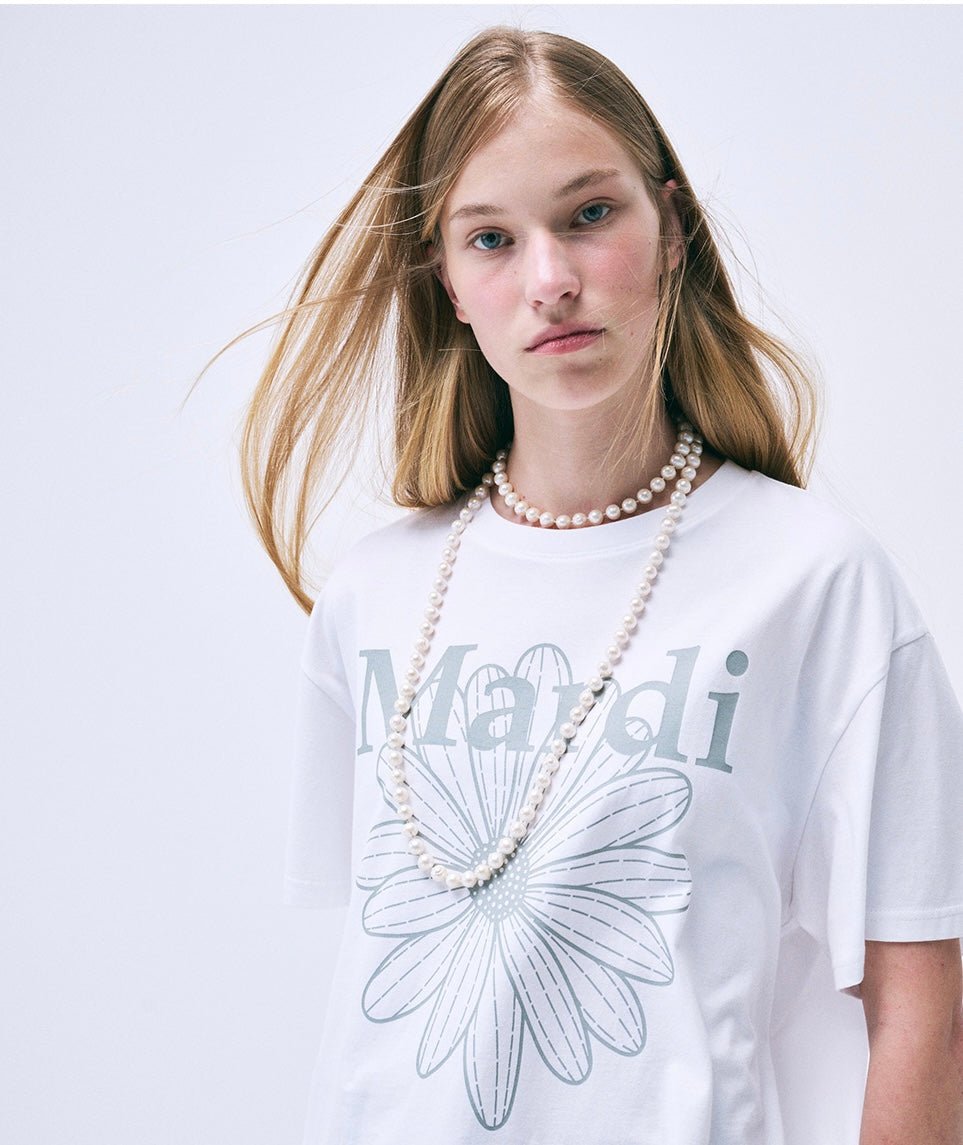 MARDI MERCREDI 經典花素色長款T-Shirt - jbh852