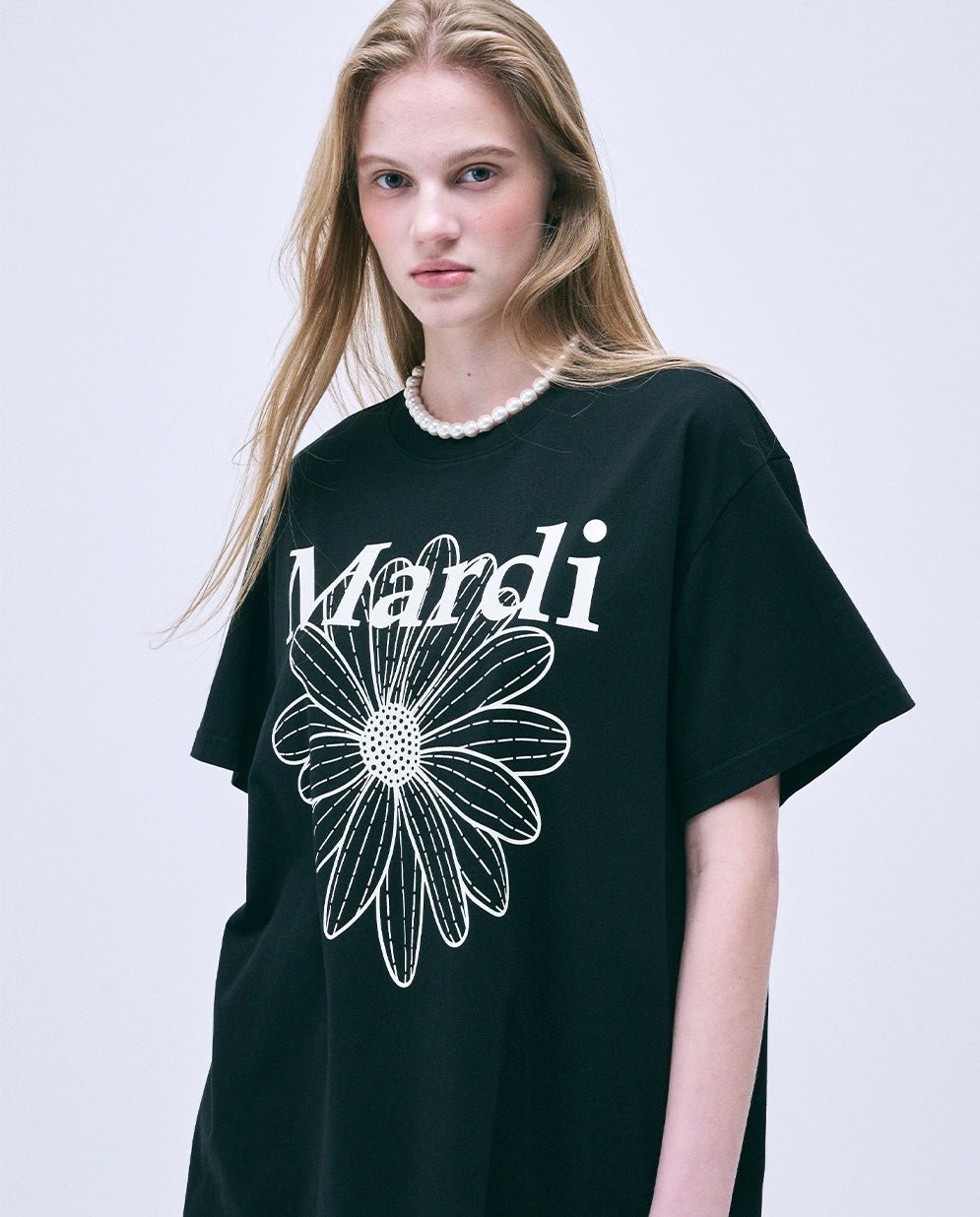 MARDI MERCREDI 經典花素色長款T-Shirt - jbh852