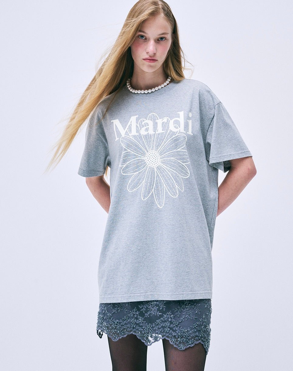 MARDI MERCREDI 經典花素色長款T-Shirt - jbh852