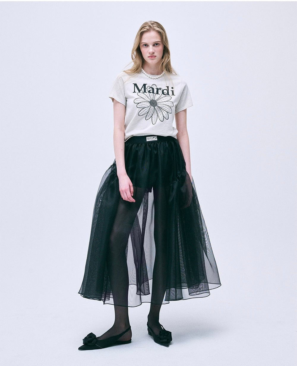 MARDI MERCREDI 經典花素色短款T-Shirt - jbh852