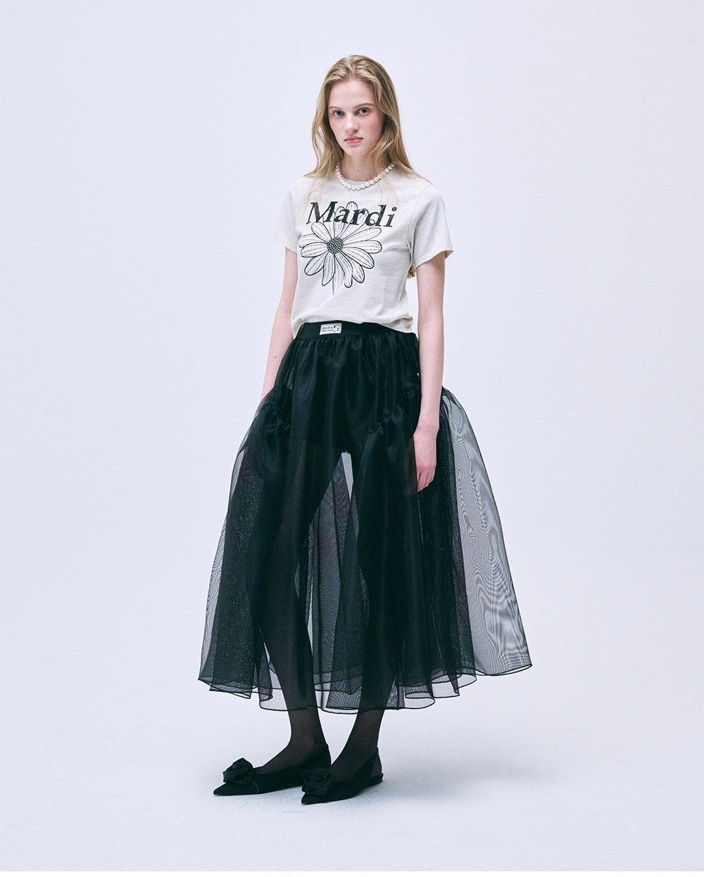 MARDI MERCREDI 經典花素色短款T-Shirt - jbh852