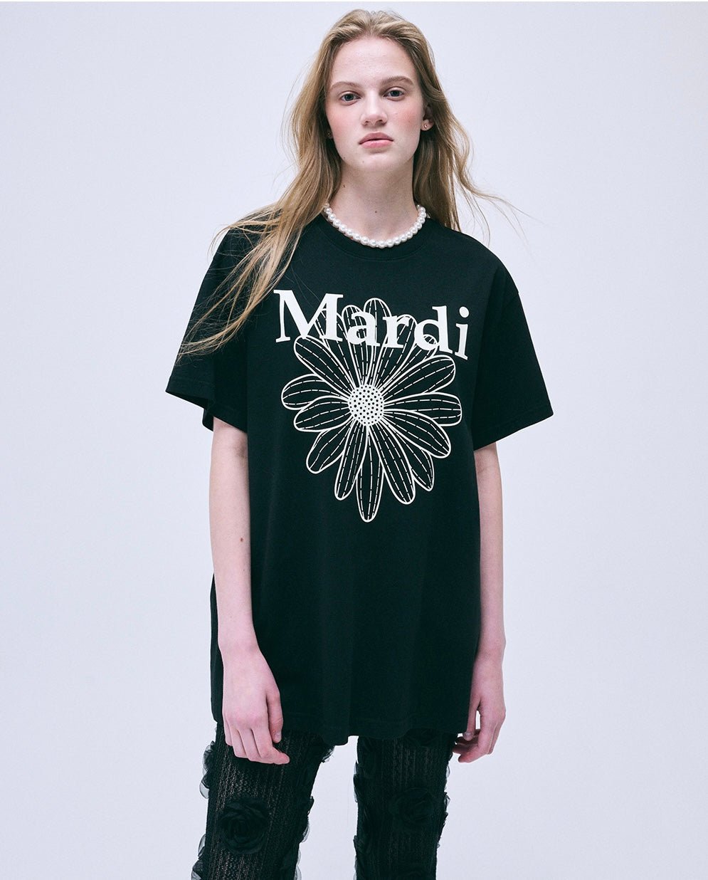 MARDI MERCREDI 經典花素色長款T-Shirt - jbh852