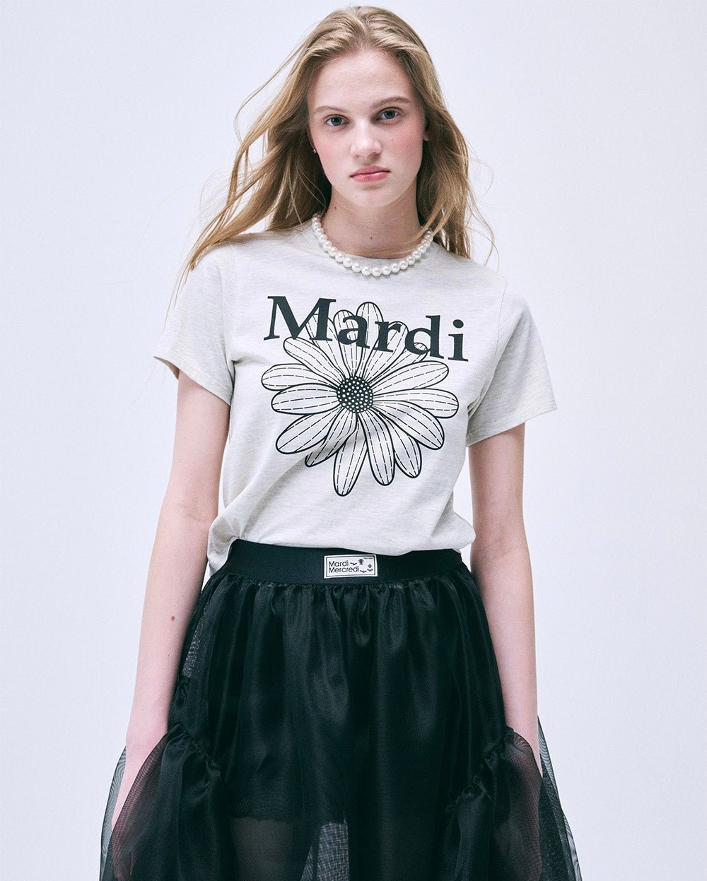 MARDI MERCREDI 經典花素色短款T-Shirt - jbh852