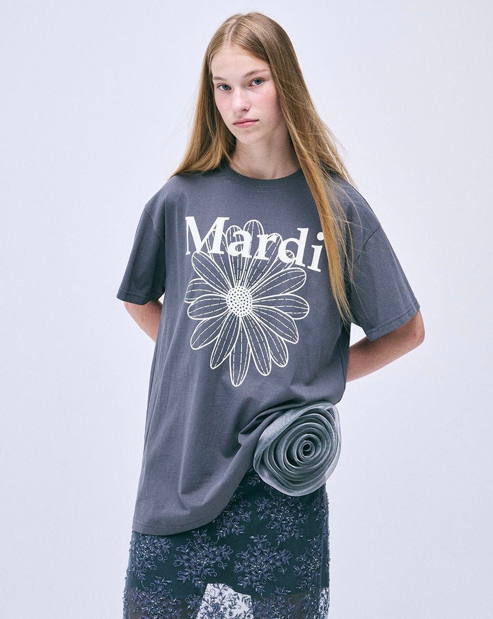 MARDI MERCREDI 經典花素色長款T-Shirt - jbh852