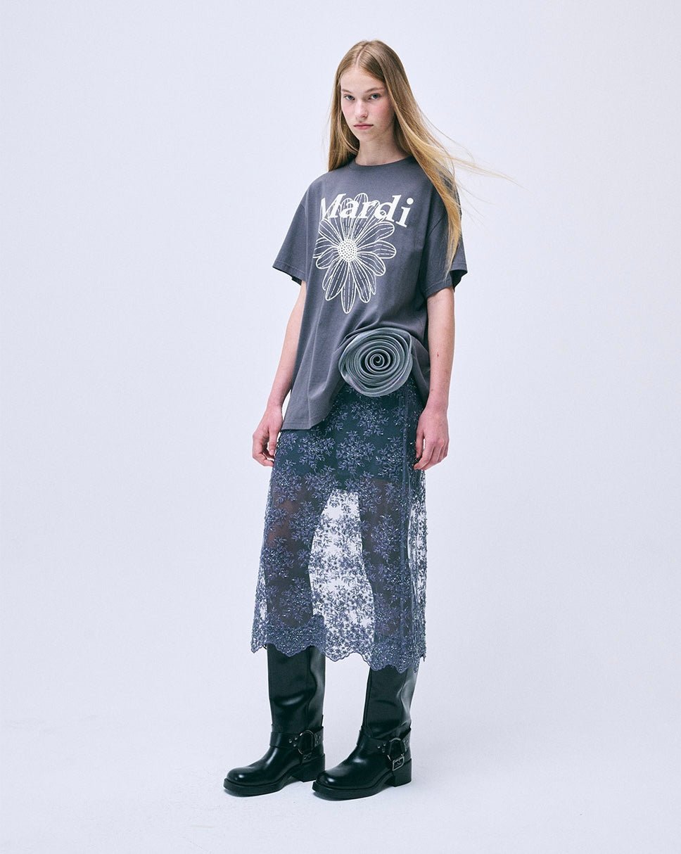 MARDI MERCREDI 經典花素色長款T-Shirt - jbh852