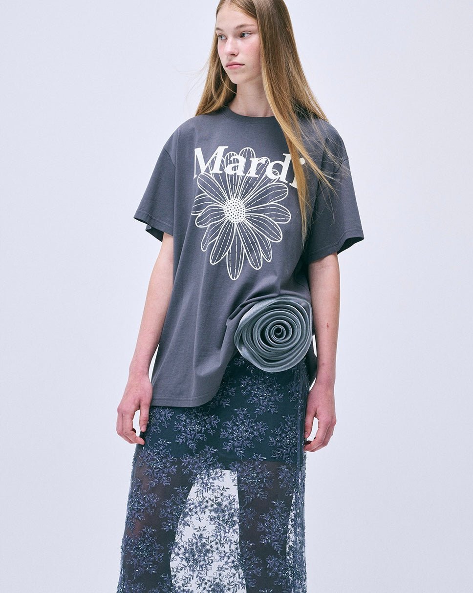 MARDI MERCREDI 經典花素色長款T-Shirt - jbh852