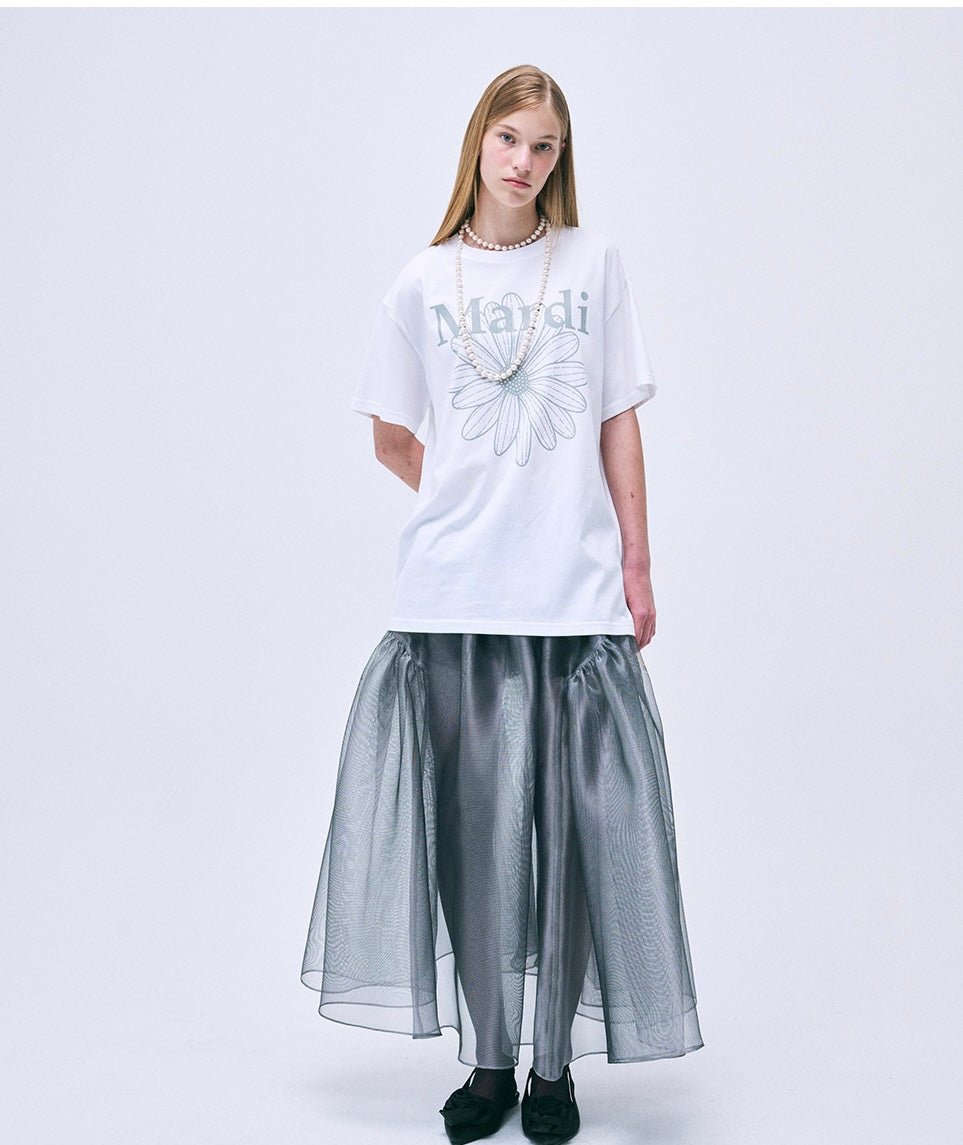 MARDI MERCREDI 經典花素色長款T-Shirt - jbh852