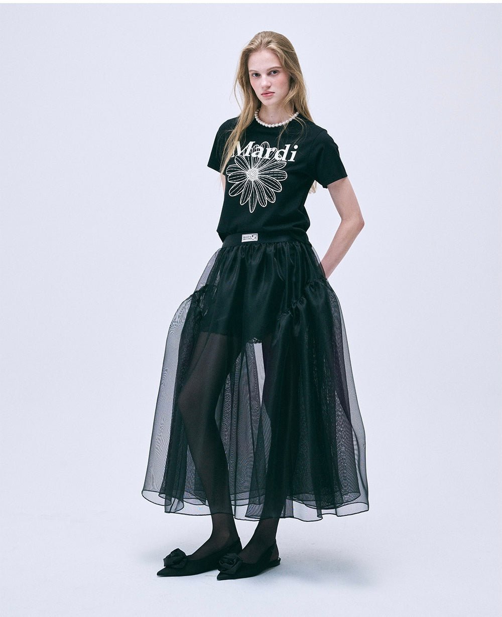 MARDI MERCREDI 經典花素色短款T-Shirt - jbh852