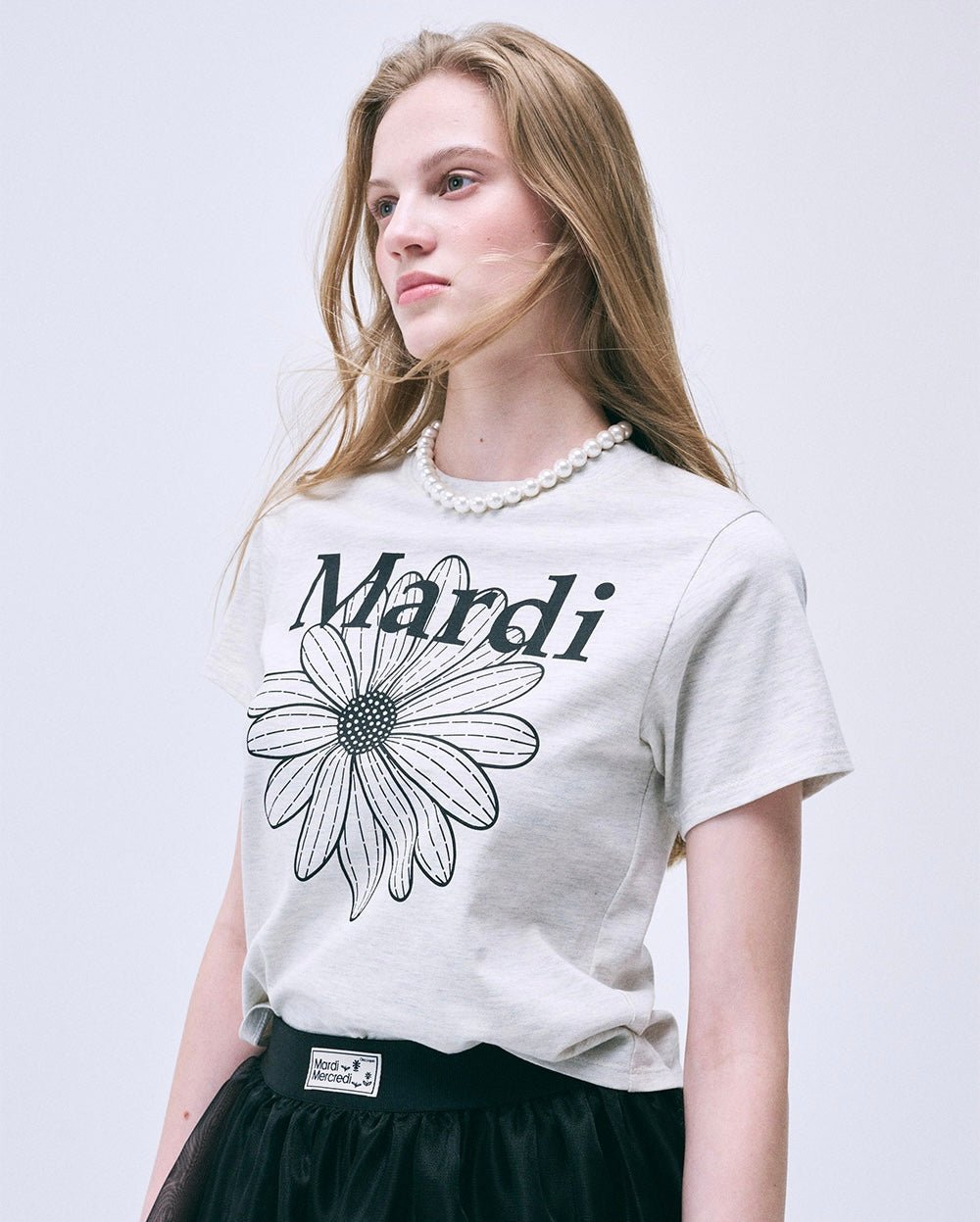 MARDI MERCREDI 經典花素色短款T-Shirt - jbh852