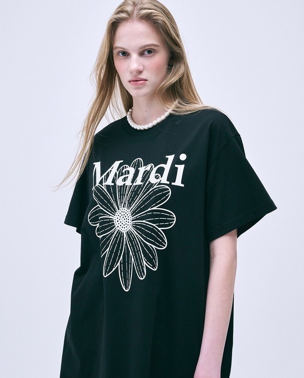 MARDI MERCREDI 經典花素色長款T-Shirt - jbh852