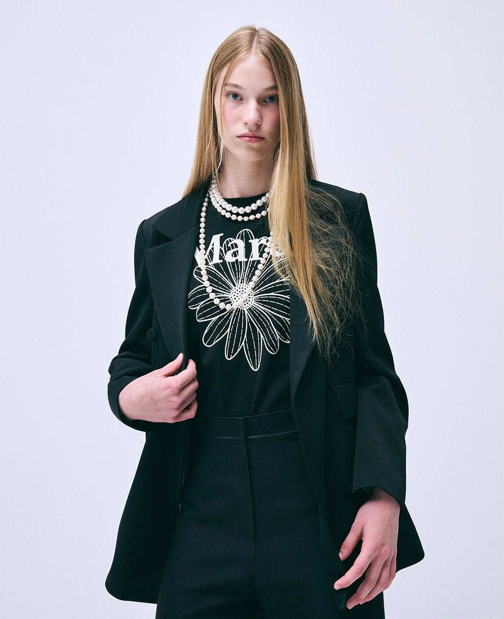 MARDI MERCREDI 經典花素色短款T-Shirt - jbh852