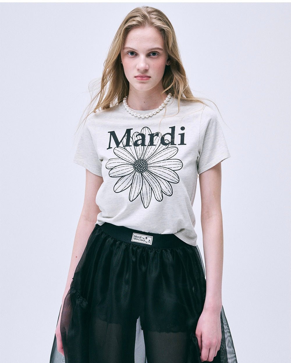 MARDI MERCREDI 經典花素色短款T-Shirt - jbh852