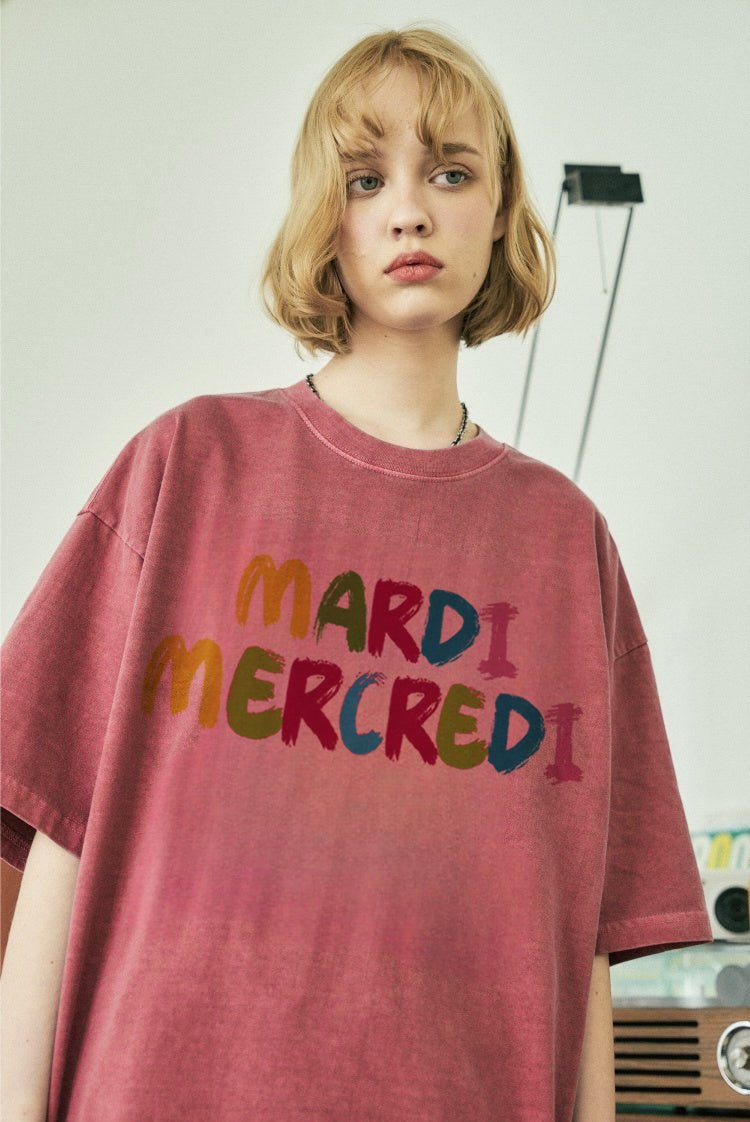 MARDI MERCREDI彩虹橫字鬆身T(團購) - jbh852
