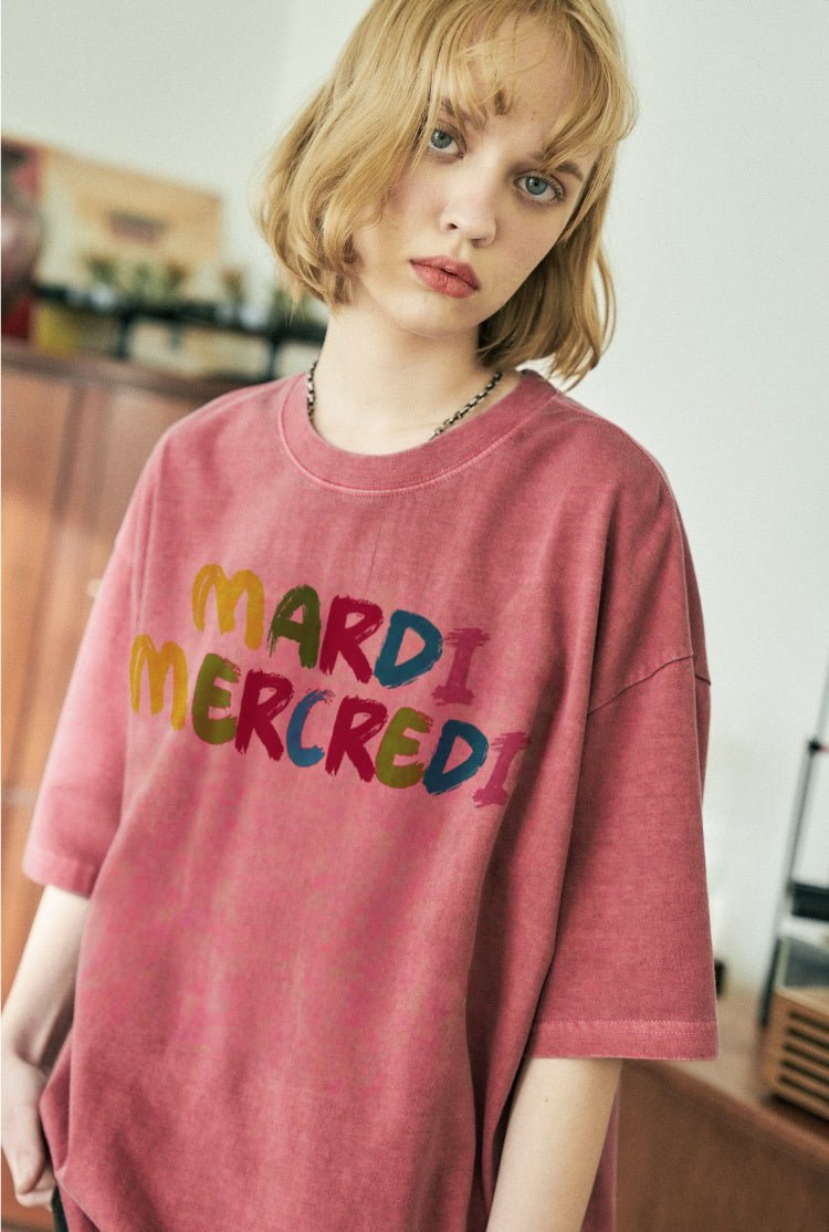 MARDI MERCREDI彩虹橫字鬆身T(團購) - jbh852