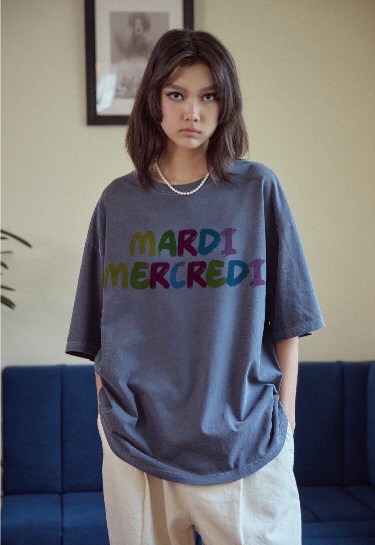 MARDI MERCREDI彩虹橫字鬆身T(團購) - jbh852