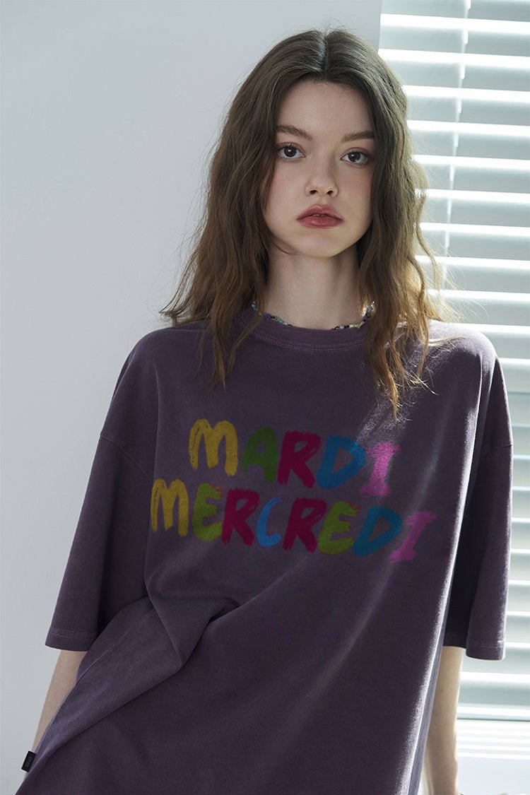 MARDI MERCREDI彩虹橫字鬆身T(團購) - jbh852