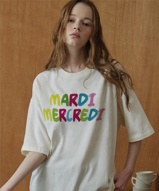 MARDI MERCREDI彩虹橫字鬆身T(團購) - jbh852