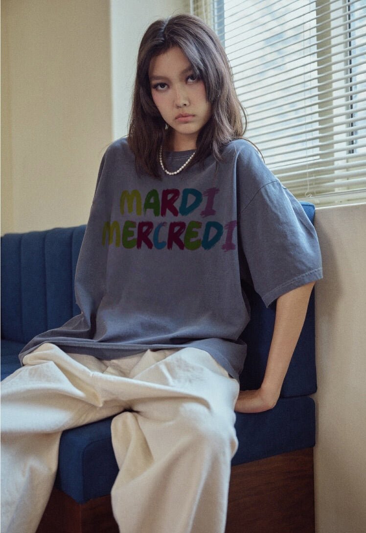 MARDI MERCREDI彩虹橫字鬆身T(團購) - jbh852