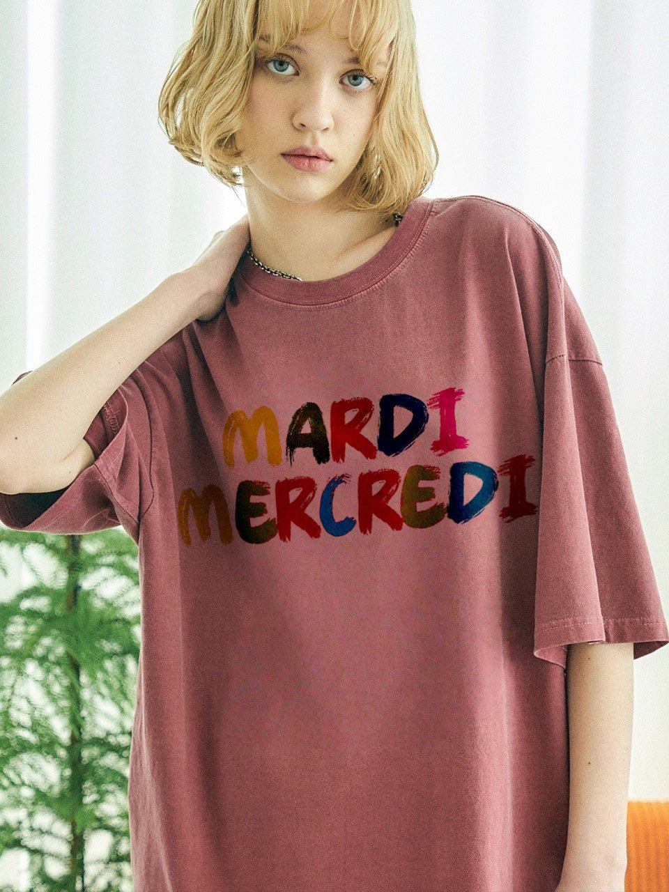 MARDI MERCREDI彩虹橫字鬆身T(團購) - jbh852