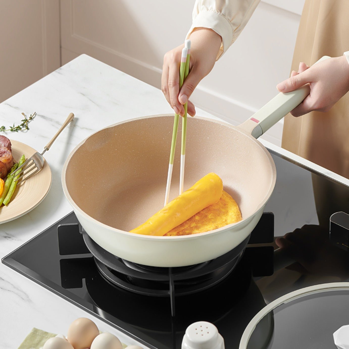 家用麥飯石炒菜平底不粘鍋 30cm(團購) - jbh852