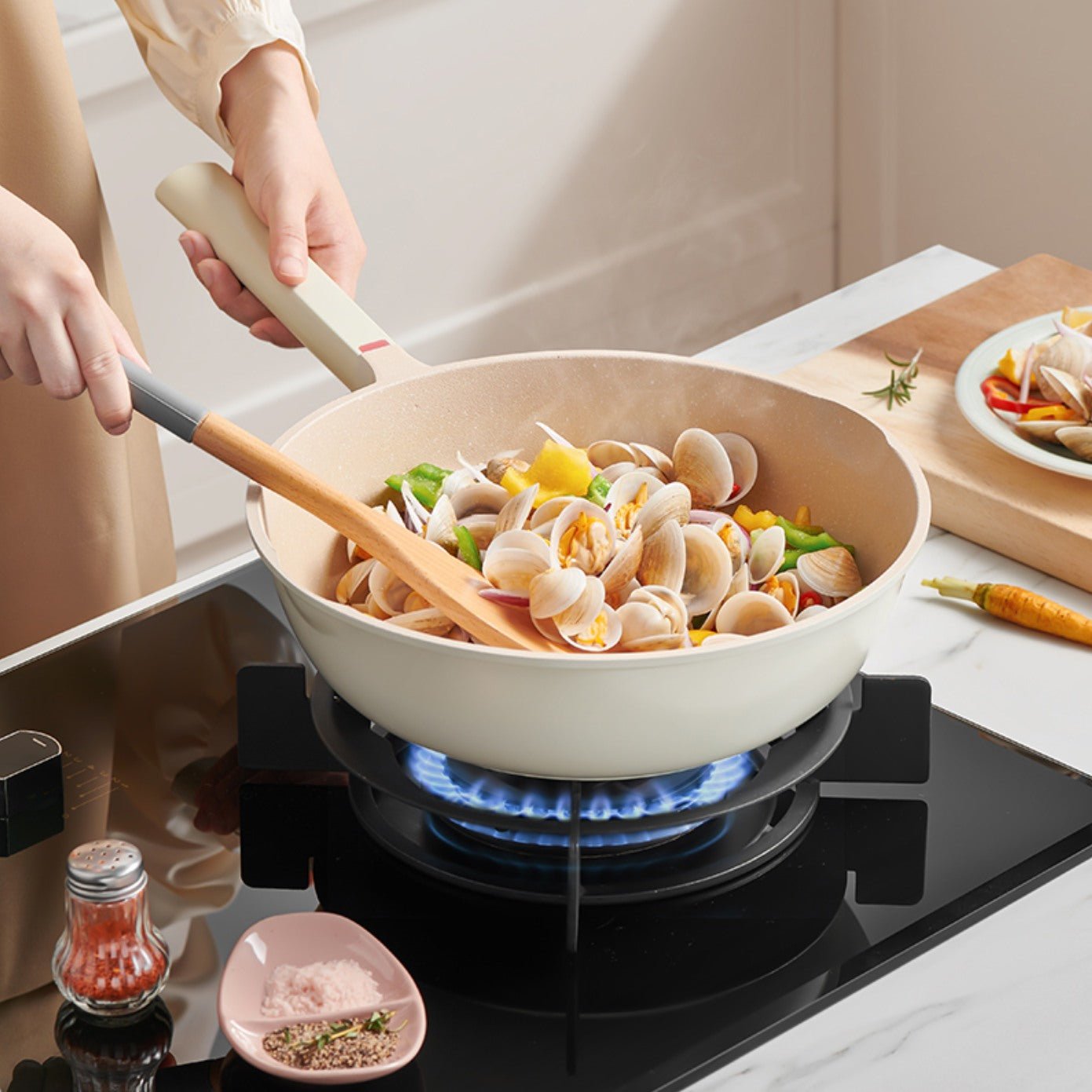 家用麥飯石炒菜平底不粘鍋 30cm(團購) - jbh852