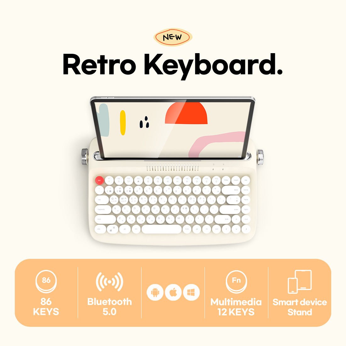 韓國Actto藍牙無線復古打字機款keyboard(團購) - jbh852