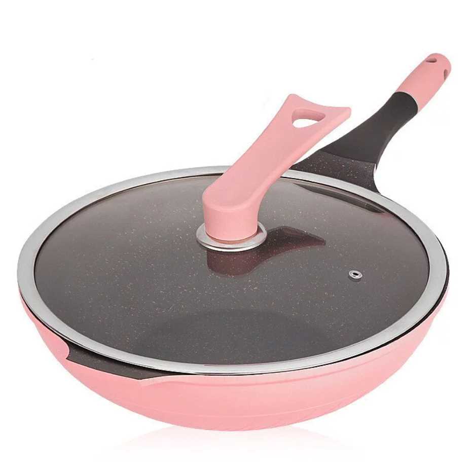 韓國品牌DIDINIKA麥飯石32cm粉色不沾鍋(團購) - jbh852
