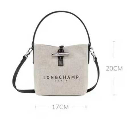 LONGCHAMP亞麻色帆布銀扣袋 - jbh852