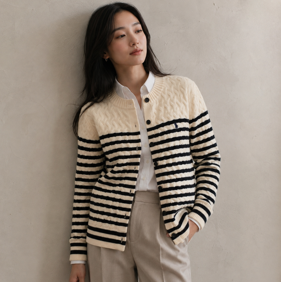 Ralph Lauren 經典間條麻花針織外套(團購)
