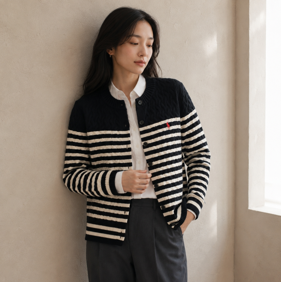 Ralph Lauren 經典間條麻花針織外套(團購)