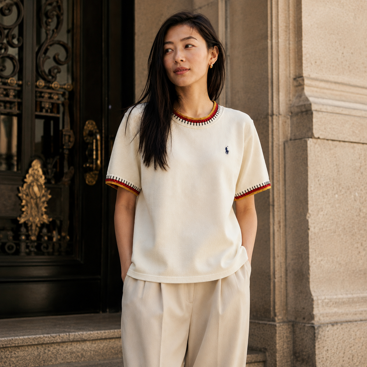 Ralph Lauren撞色民族風短袖上衣(團購)