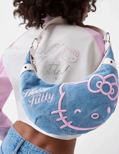 牛仔刺繡大頭Kitty袋(團購) - jbh852