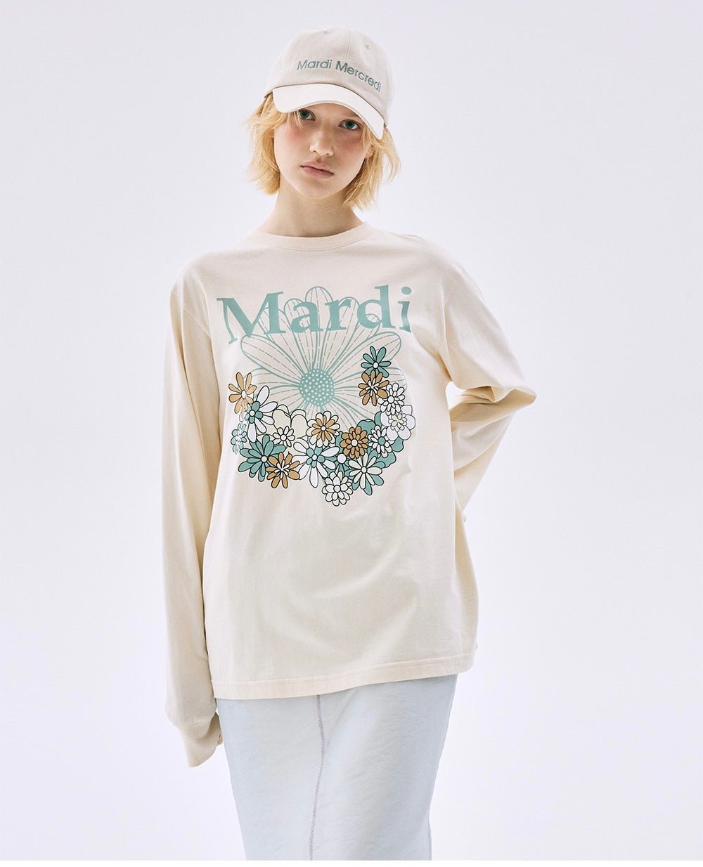 MARDI MERCREDI小花園系列淺色長袖Tee(團購) - jbh852