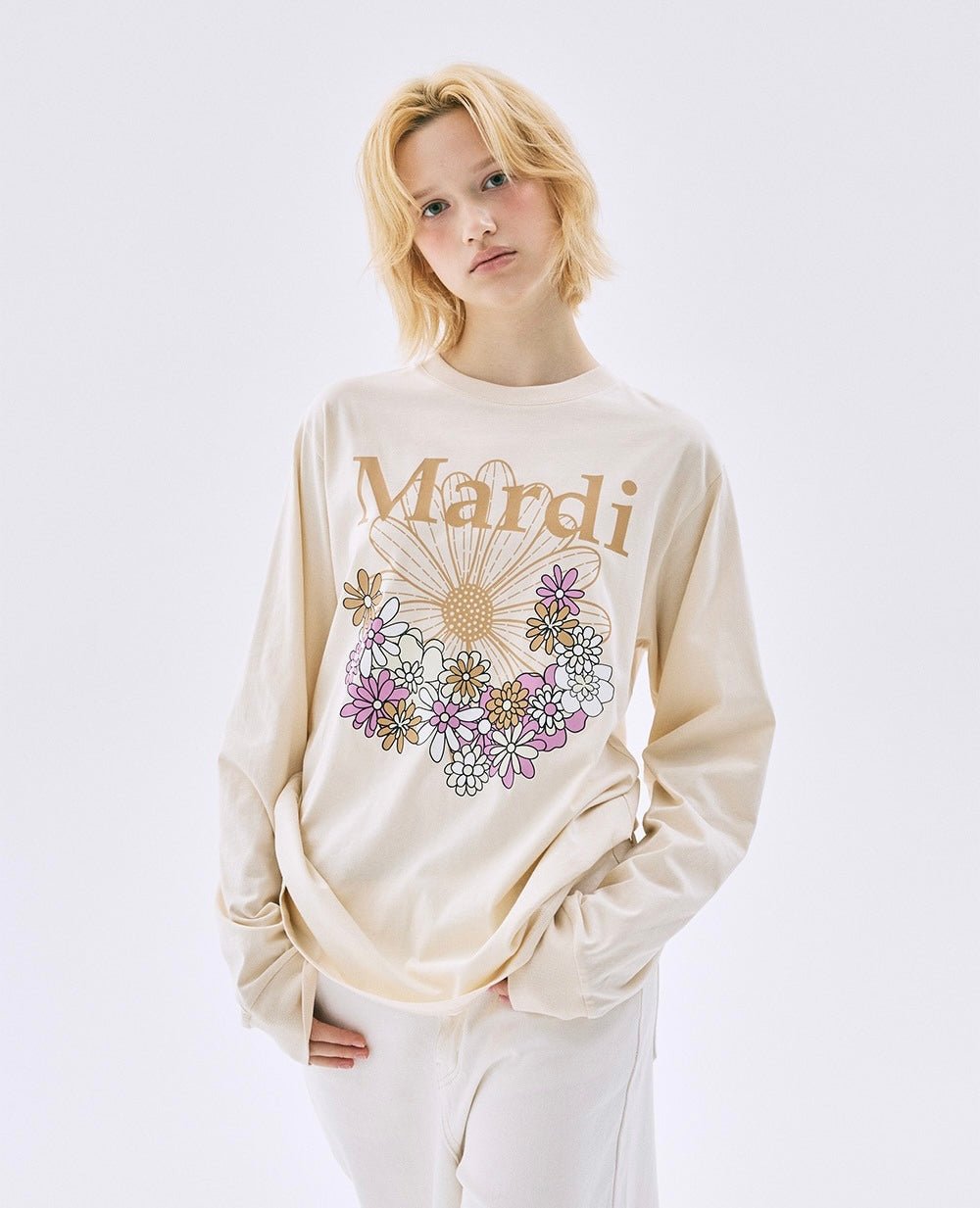 MARDI MERCREDI小花園系列淺色長袖Tee(團購) - jbh852