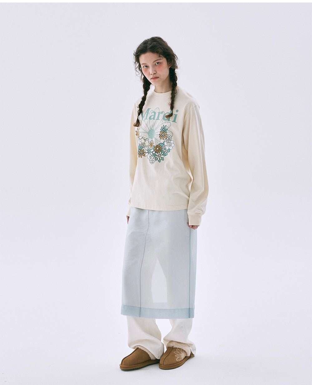 MARDI MERCREDI小花園系列淺色長袖Tee(團購) - jbh852