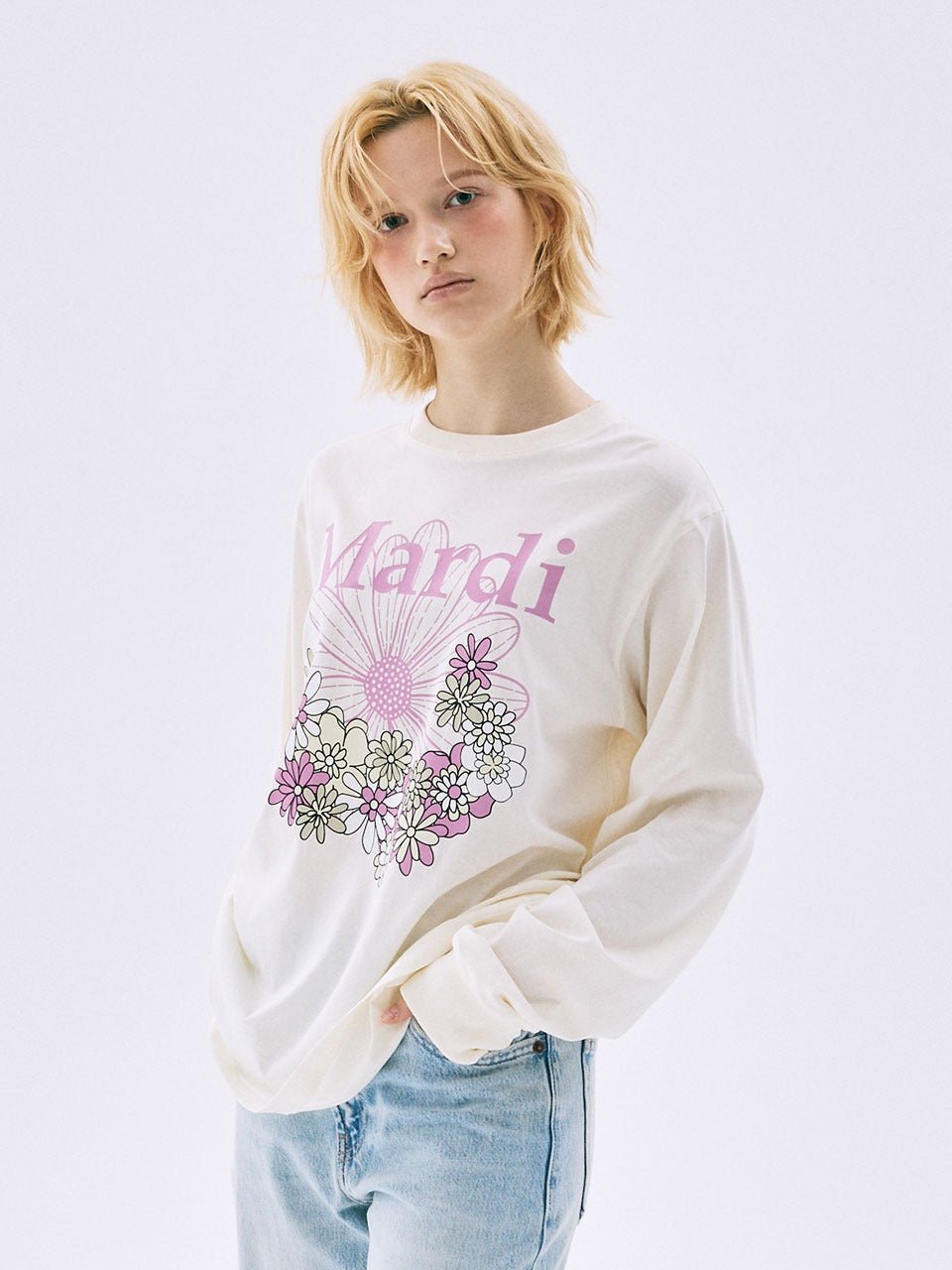 MARDI MERCREDI小花園系列淺色長袖Tee(團購) - jbh852
