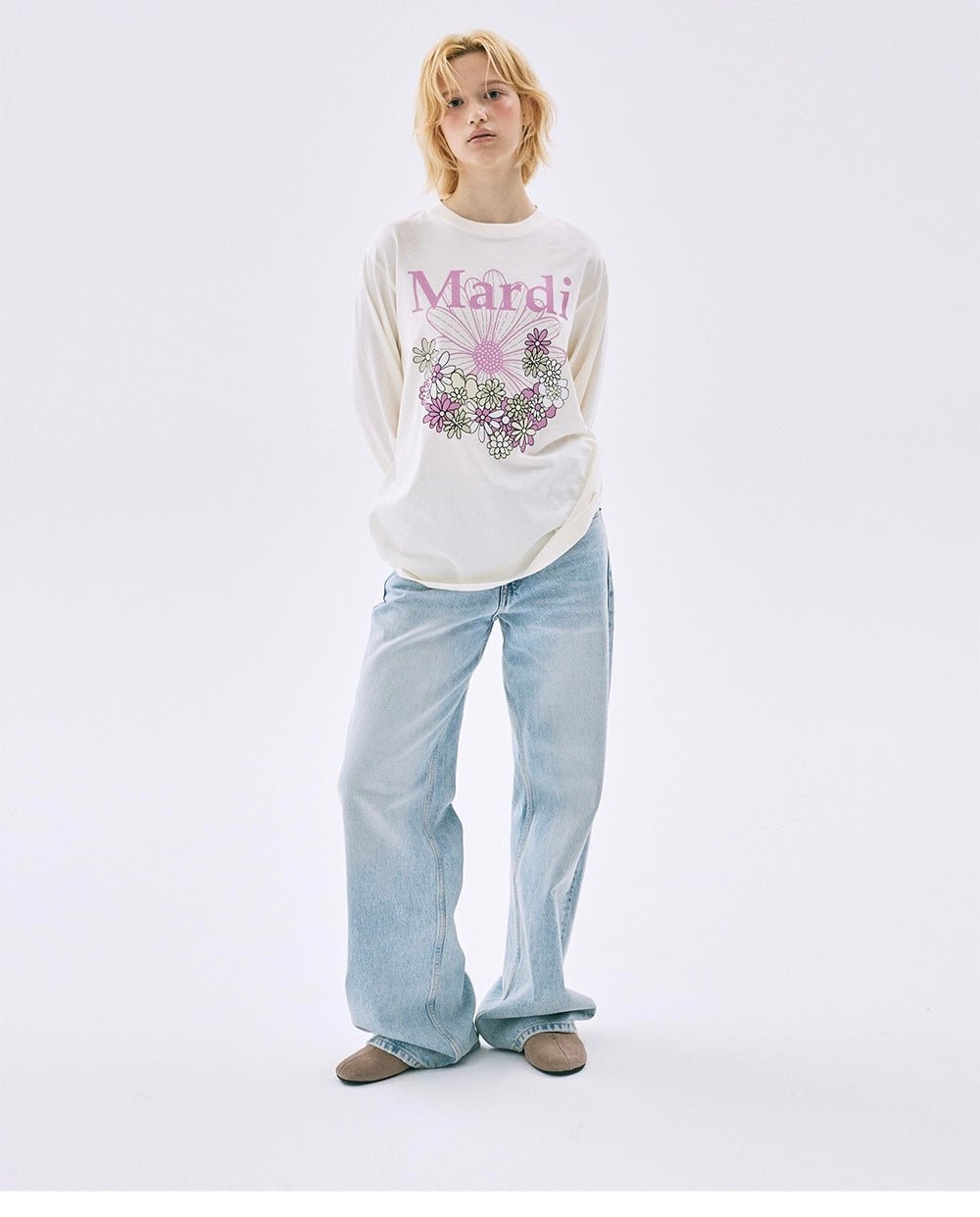 MARDI MERCREDI小花園系列淺色長袖Tee(團購) - jbh852
