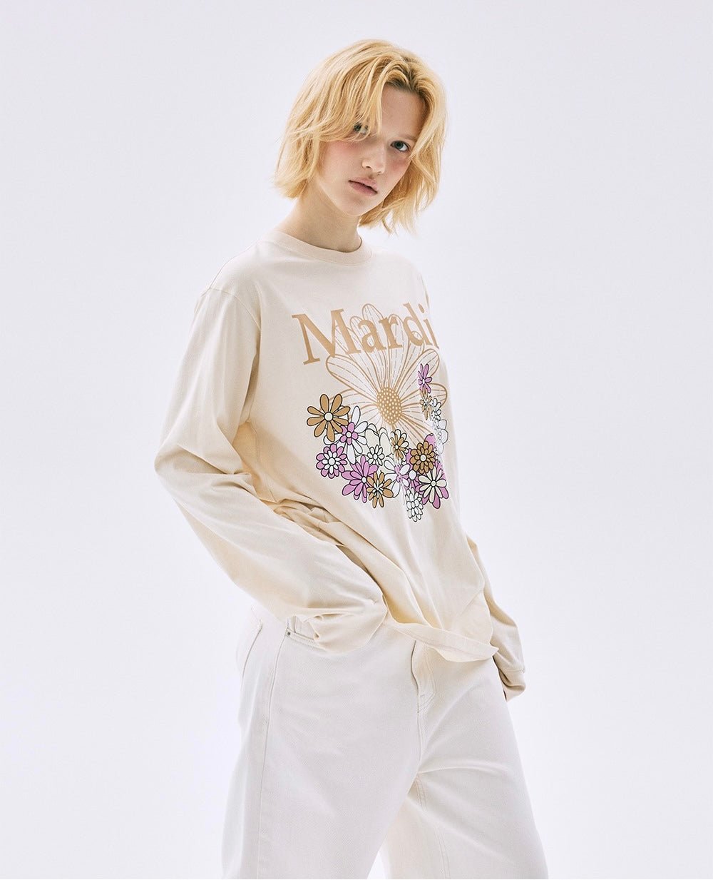 MARDI MERCREDI小花園系列淺色長袖Tee(團購) - jbh852
