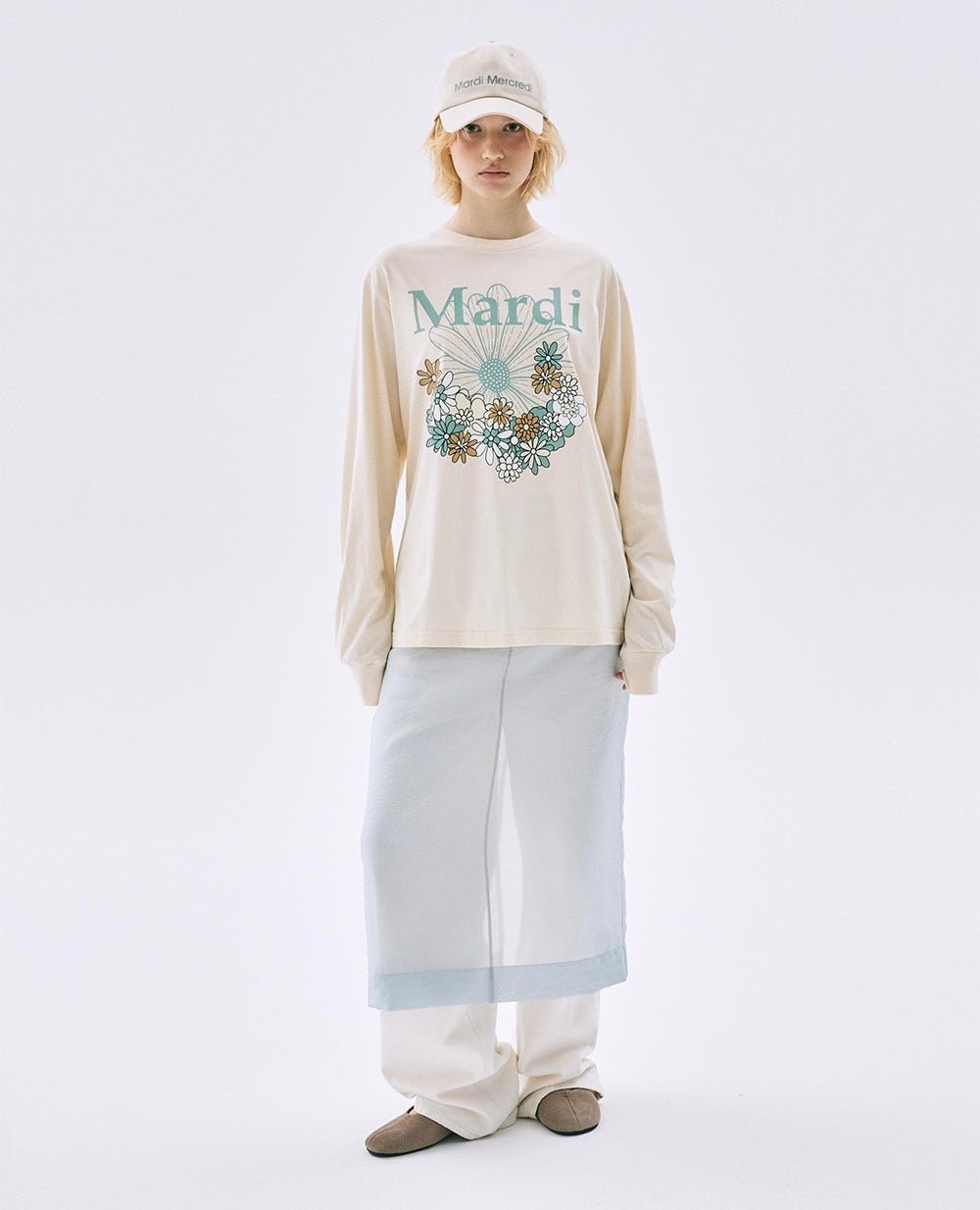 MARDI MERCREDI小花園系列淺色長袖Tee(團購) - jbh852
