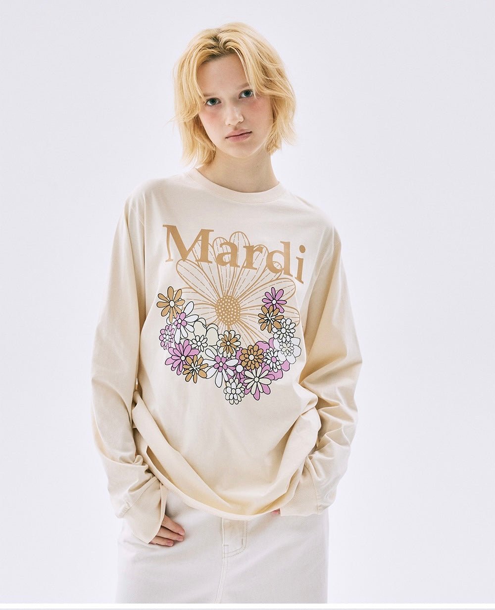 MARDI MERCREDI小花園系列淺色長袖Tee(團購) - jbh852
