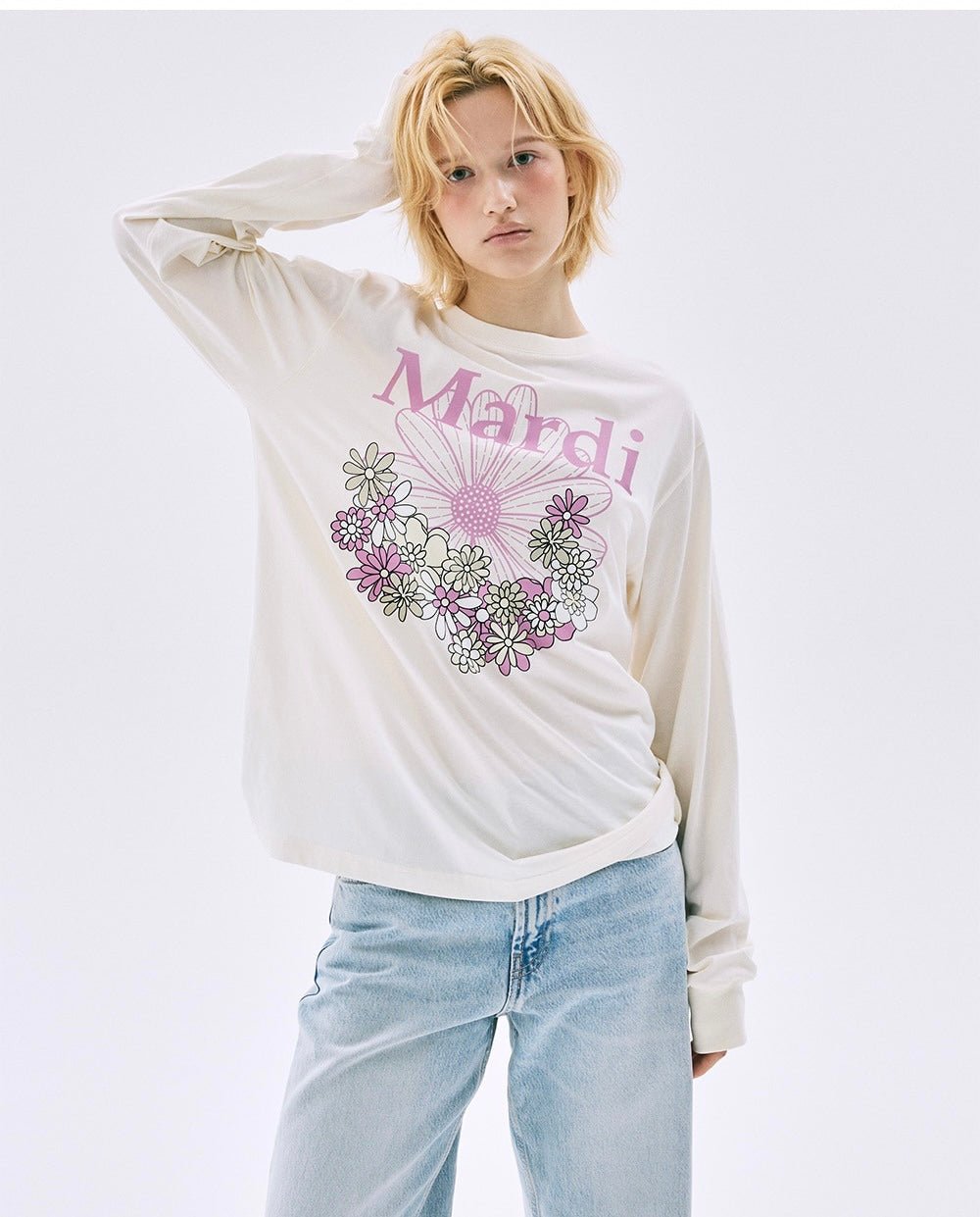 MARDI MERCREDI小花園系列淺色長袖Tee(團購) - jbh852