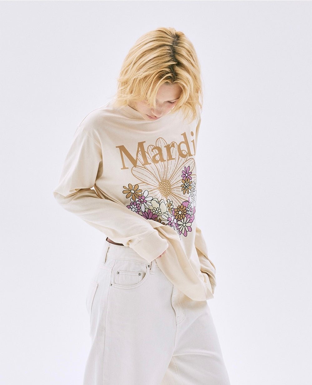 MARDI MERCREDI小花園系列淺色長袖Tee(團購) - jbh852