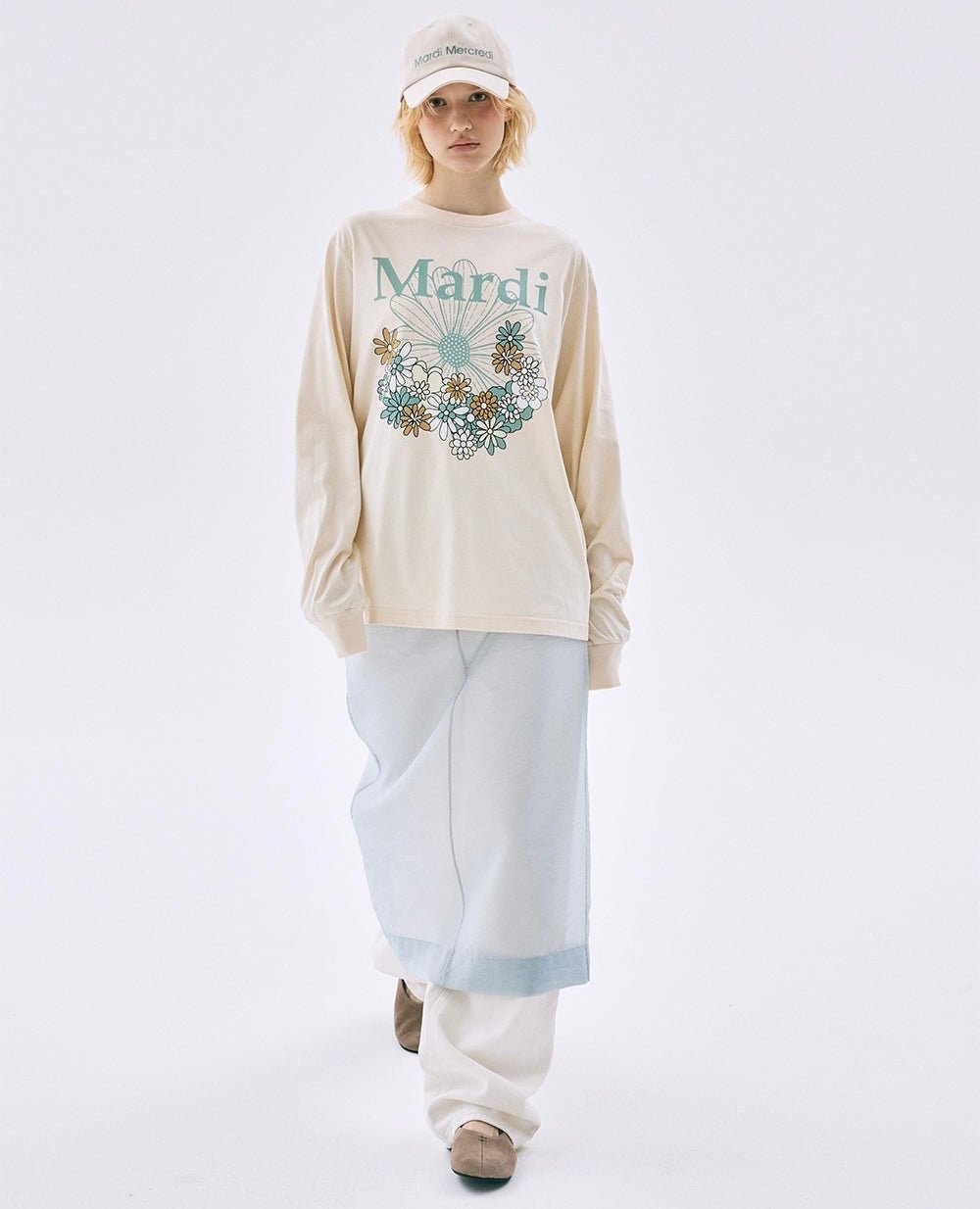 MARDI MERCREDI小花園系列淺色長袖Tee(團購) - jbh852