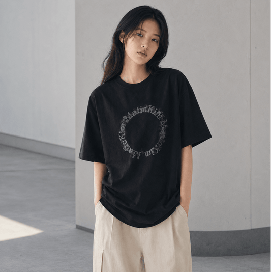 Matin Kim復古圓圈Washing Logo寬鬆Tee(團購) - jbh852
