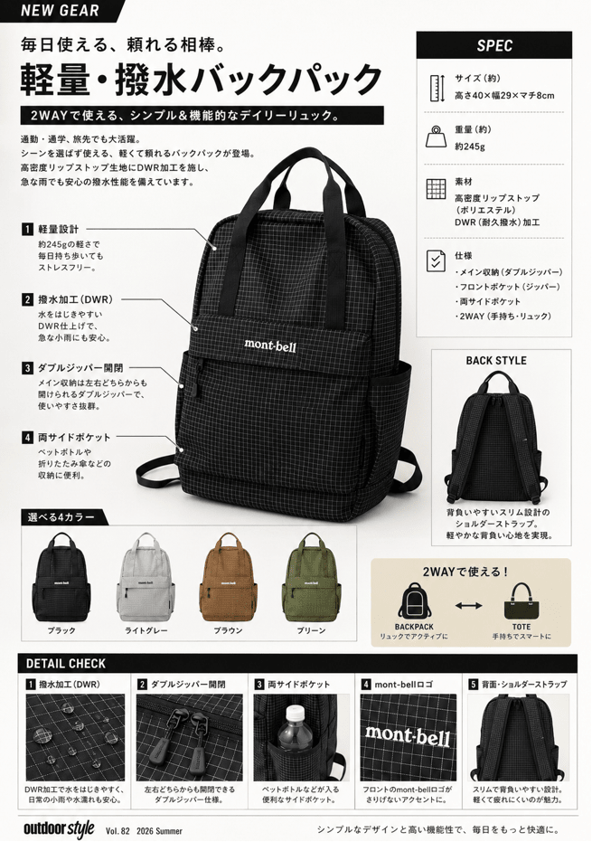 Mont-bell 輕量撥水兩用背囊(團購) - jbh852