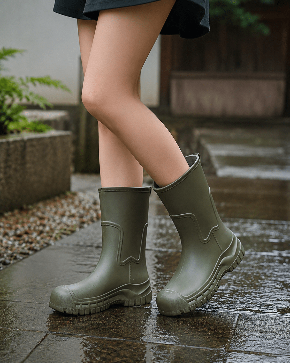 日系機能美簡約中筒雨靴(團購) - jbh852