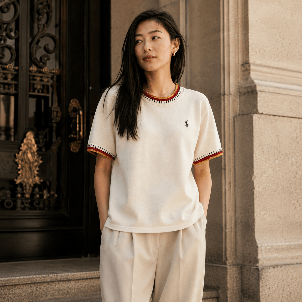 Ralph Lauren撞色民族風短袖上衣(團購) - jbh852