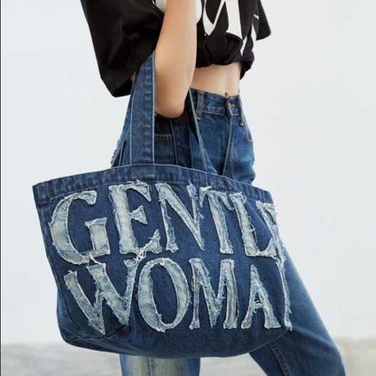 Gentle Woman牛仔布可上膊tote bag(團購) - jbh852